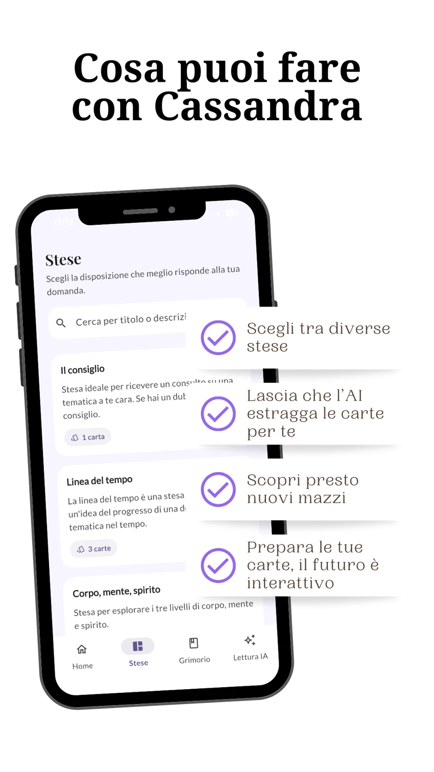 Le stese disponibili nell’app Cassandra
